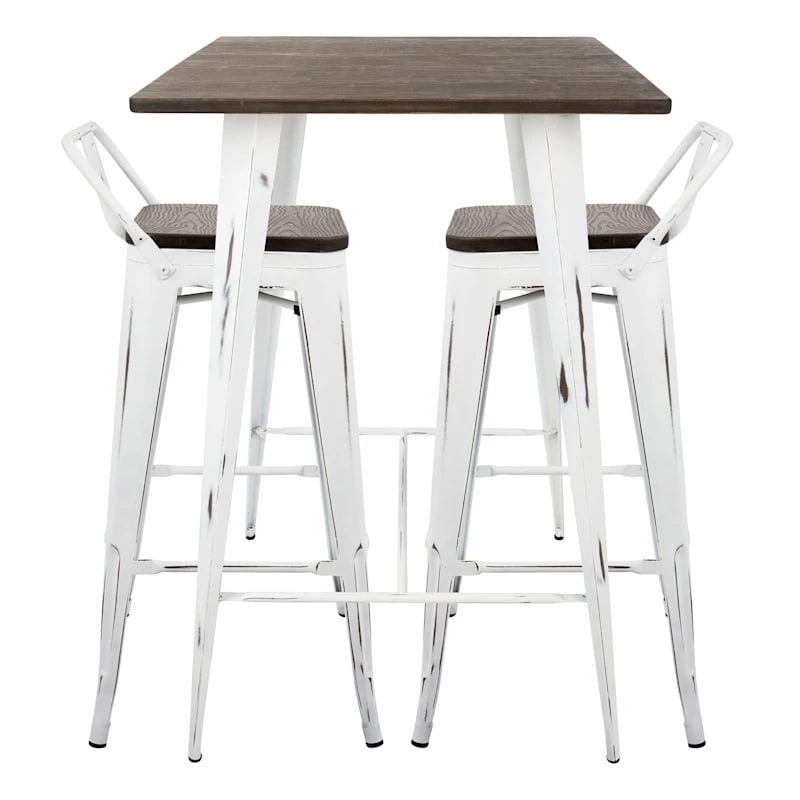 Oregon 3-Piece White Dining Table Set 2 Oregon 3-Piece White Dining Table Set - Image 2