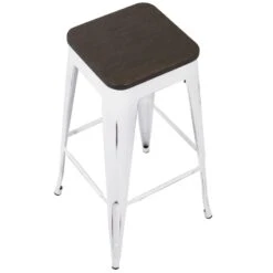 Oregon Vintage White Industrial Backless Barstool, 30" -Hot Sale Furniture Shop oregon vintage white industrial backless barstool 30 5