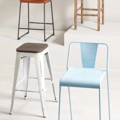 Oregon Vintage White Industrial Barstool, 24" -Hot Sale Furniture Shop oregon vintage white industrial barstool 24 6