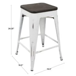 Oregon Vintage White Industrial Barstool, 24" -Hot Sale Furniture Shop oregon vintage white industrial barstool 24 8