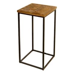 Parquet Wood Top Side Table