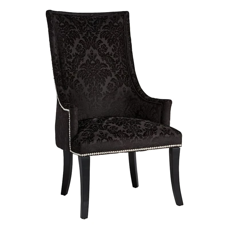 Providence Chatham Damask Velvet Accent Chair, Black 1 Providence Chatham Damask Velvet Accent Chair, Black