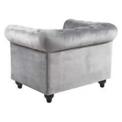 Providence Chesterfield Tufted Grey Velvet Rolled Armchair -Hot Sale Furniture Shop providence chesterfield tufted grey velvet rolled armchair 2