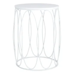 Providence Glam Oval White Drum Table, Large