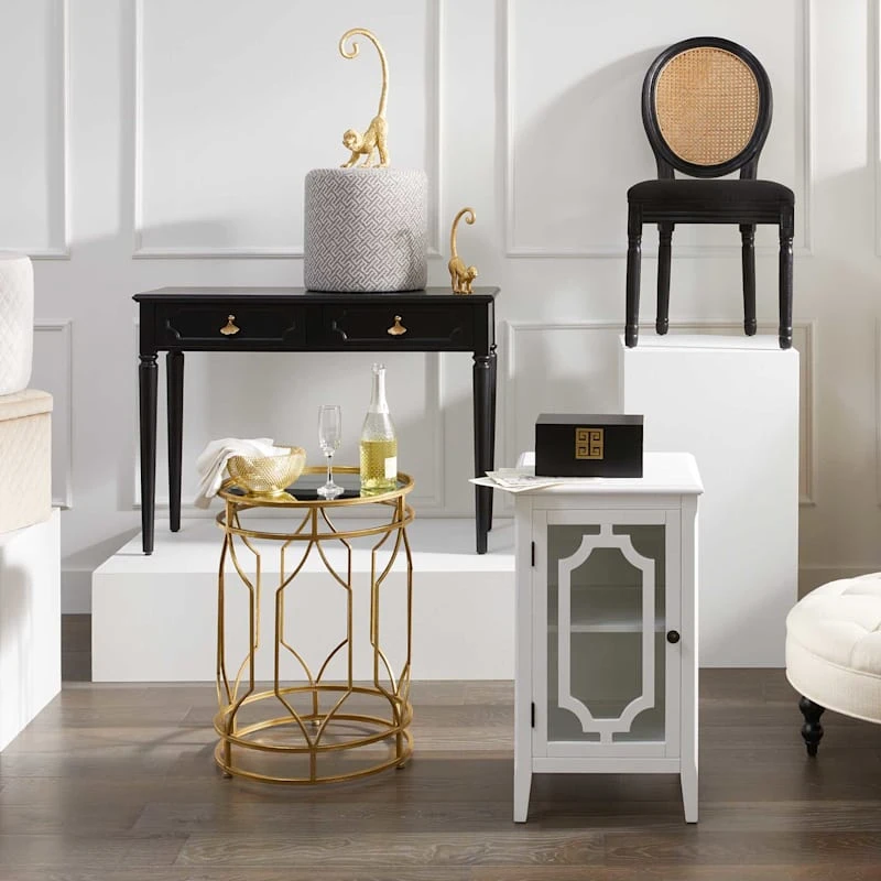 Providence Gold Quatrefoil Table With Mirror-Top, Large 2 Providence Gold Quatrefoil Table With Mirror-Top, Large - Image 2