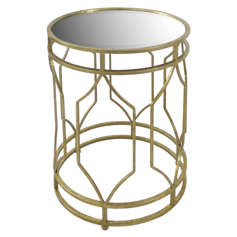 Providence Gold Quatrefoil Table With Mirror-Top, Large 1 Providence Gold Quatrefoil Table With Mirror-Top, Large