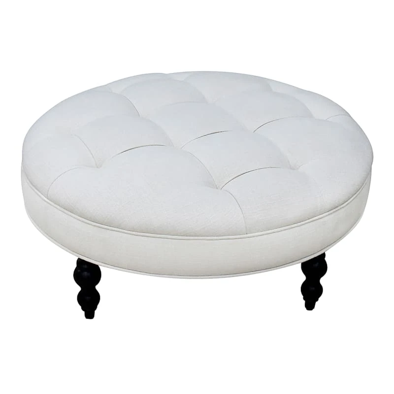 Providence Juliette Tufted Ottoman, Ivory 1 Providence Juliette Tufted Ottoman, Ivory