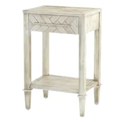 Providence Kate 1-Drawer 1-Shelf Parquet Wood Side Table -Hot Sale Furniture Shop providence kate 1 drawer 1 shelf parquet wood side table 2