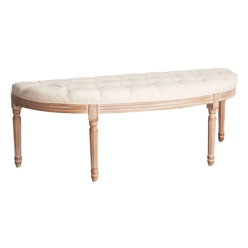 Providence Lourdes Tufted Curved Bench, Neutral 1 Providence Lourdes Tufted Curved Bench, Neutral