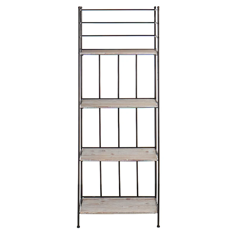 Providence Metal Baker Rack With Folding Wood-Top Shelves, 63" 2 Providence Metal Baker Rack With Folding Wood-Top Shelves, 63" - Image 2