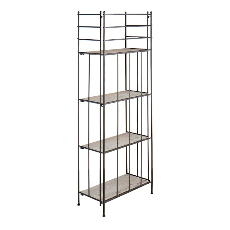 Providence Metal Baker Rack With Folding Wood-Top Shelves, 63" 3 Providence Metal Baker Rack With Folding Wood-Top Shelves, 63" - Image 3