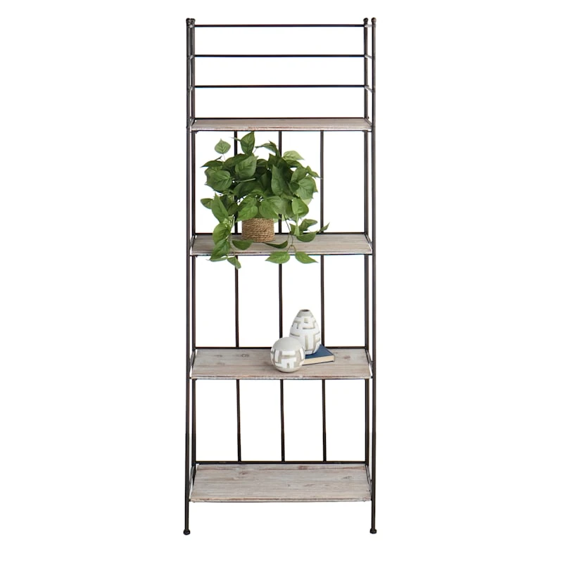 Providence Metal Baker Rack With Folding Wood-Top Shelves, 63" 6 Providence Metal Baker Rack With Folding Wood-Top Shelves, 63" - Image 6