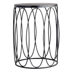 Providence Round Wood Top With Oval Metal Table, Large