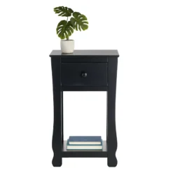 Providence Theodore Black 1-Drawer Thick Leg End Table, 26" -Hot Sale Furniture Shop providence theodore black 1 drawer thick leg end table 26 3