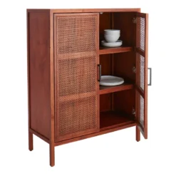 Rattan 2-Door Wooden Cabinet, 47" -Hot Sale Furniture Shop rattan 2 door wooden cabinet 47 5