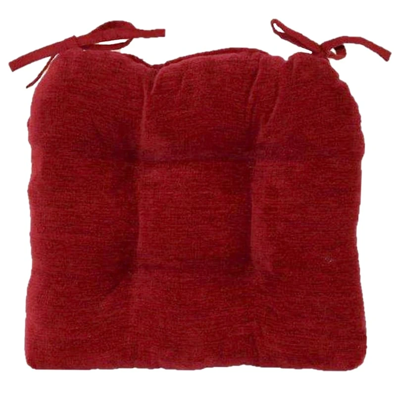 Reese Chenille Red Chair Pad 1 Reese Chenille Red Chair Pad