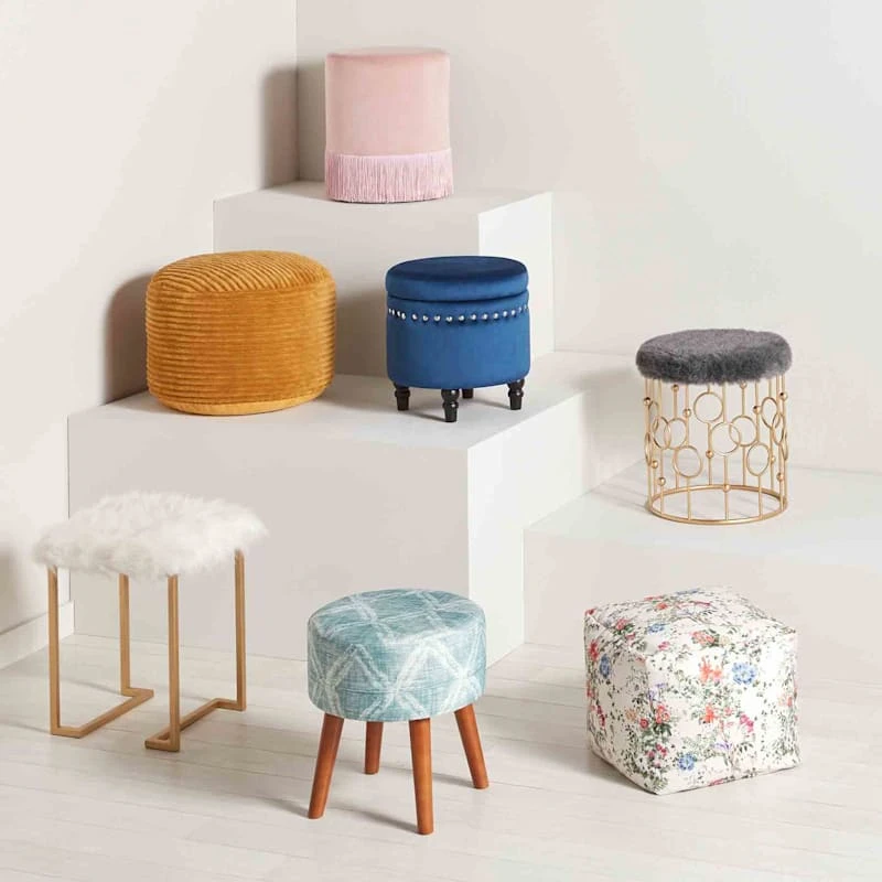 Ridgecrest Mustard Plush Pouf, 20" 3 Ridgecrest Mustard Plush Pouf, 20" - Image 3