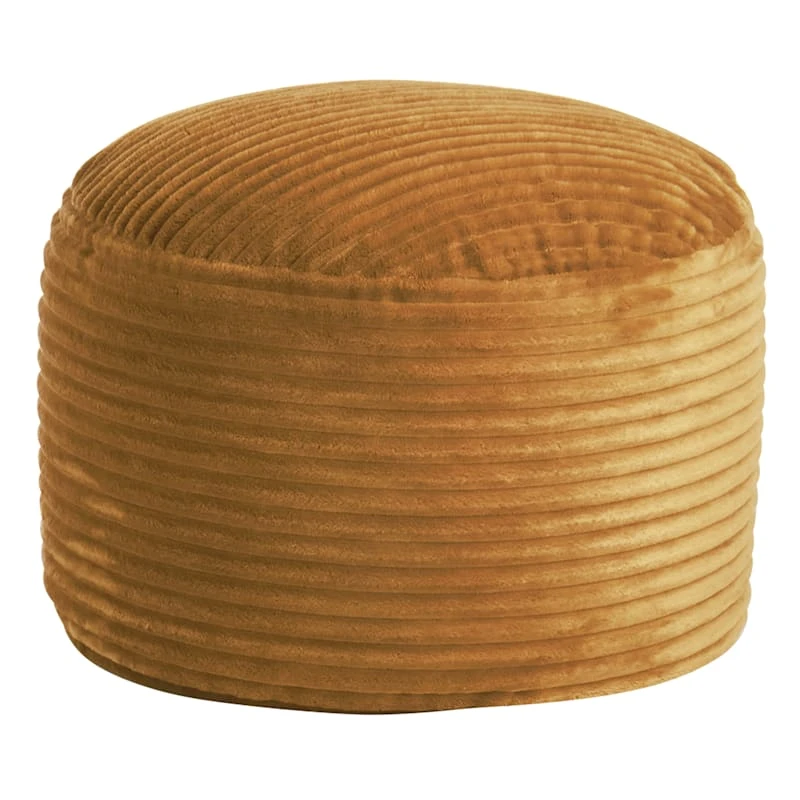 Ridgecrest Mustard Plush Pouf, 20" 1 Ridgecrest Mustard Plush Pouf, 20"
