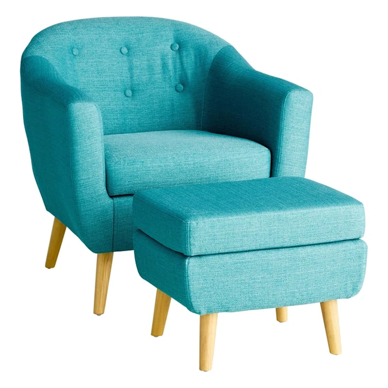 Rockwell Accent Chair & Ottoman Set, Teal 1 Rockwell Accent Chair & Ottoman Set, Teal