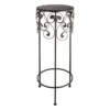 Round Wood Top With Scroll Metal Plant Stand, Large