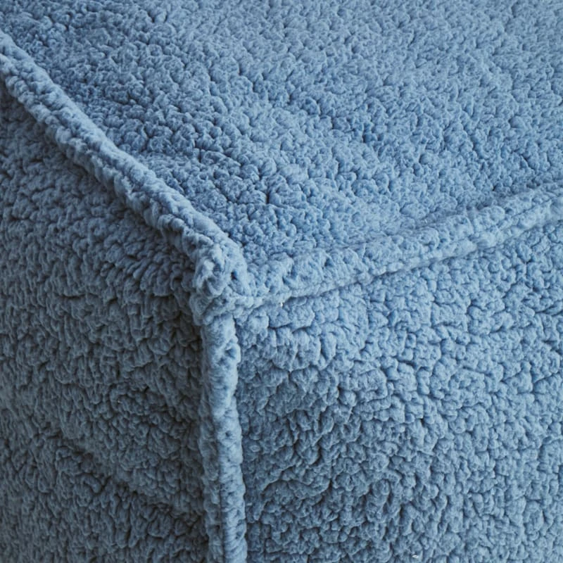 Sherpa Pouf, Blue 2 Sherpa Pouf, Blue - Image 2