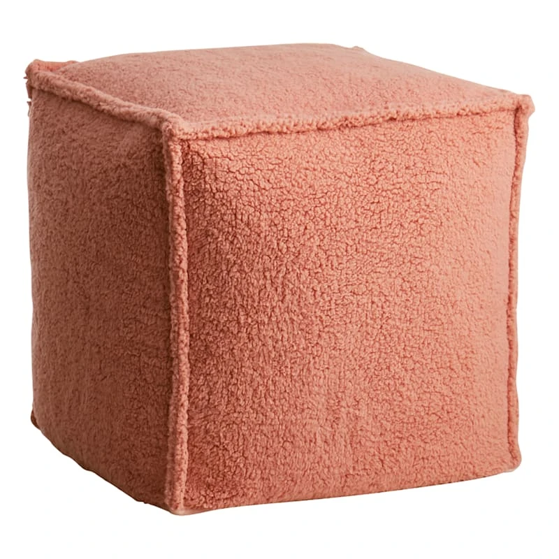 Sherpa Pouf, Peach 1 Sherpa Pouf, Peach