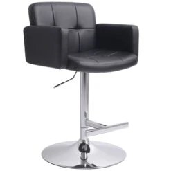 Stout Black Faux Leather Adjustable Barstool