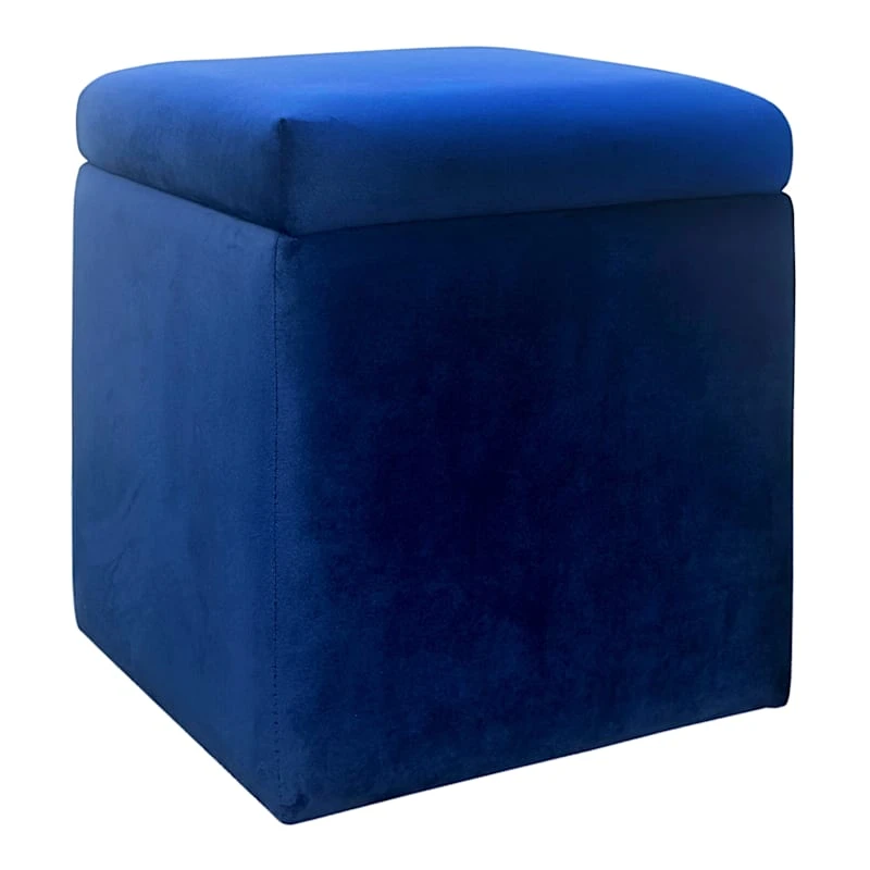 Stuart Square Storage Ottoman, Navy Blue 1 Stuart Square Storage Ottoman, Navy Blue