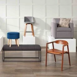 Toriano Walnut & Grey Counter Stool, 26" -Hot Sale Furniture Shop toriano walnut grey counter stool 26 5