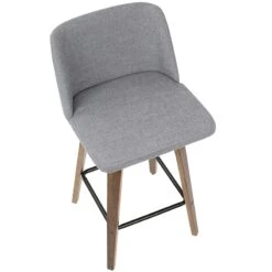 Toriano Walnut & Grey Counter Stool, 26" -Hot Sale Furniture Shop toriano walnut grey counter stool 26 6