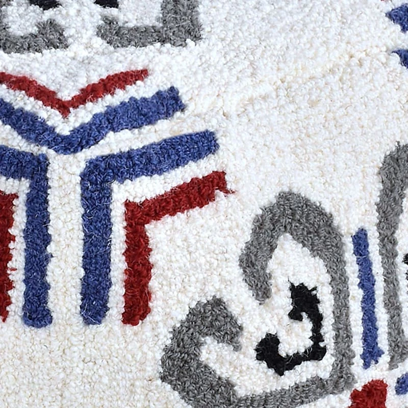 Tracey Boyd Tile Tufted Pouf, Blue 3 Tracey Boyd Tile Tufted Pouf, Blue - Image 3