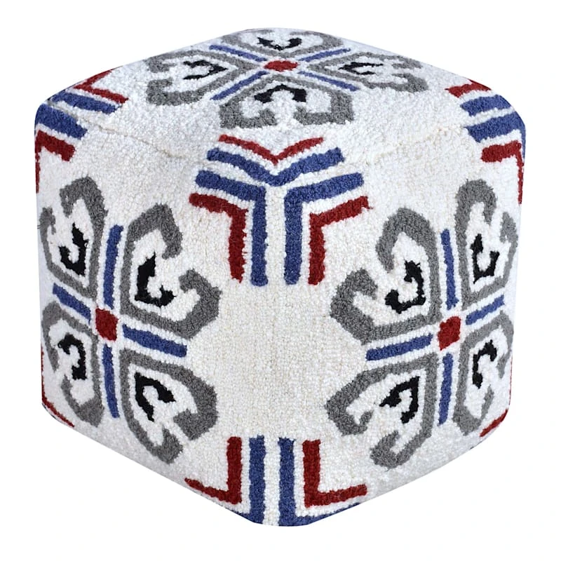 Tracey Boyd Tile Tufted Pouf, Blue 1 Tracey Boyd Tile Tufted Pouf, Blue