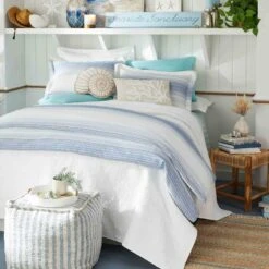 Ty Pennington Lex Blue Striped Square Pouf, 16" -Hot Sale Furniture Shop ty pennington lex blue striped square pouf 16 2