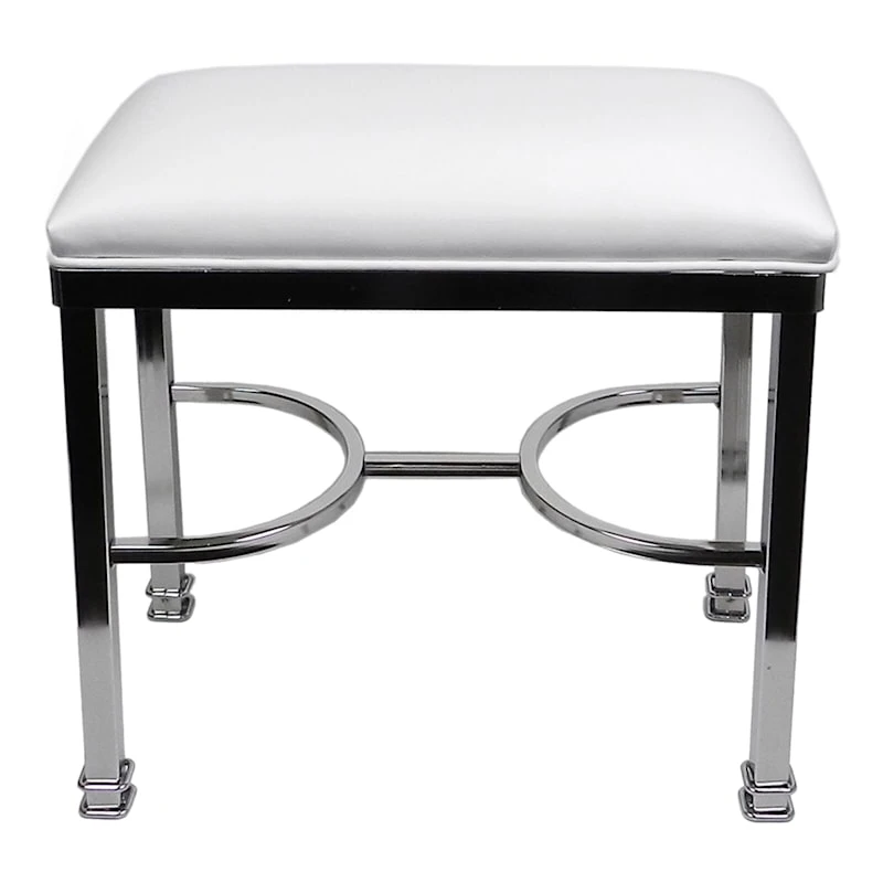 Vanity Bench Chanel Chrome White 1 Vanity Bench Chanel Chrome White