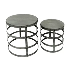 Wood Top Plant Stand With Metal Base, Small