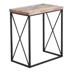 Wood Top With Black Cross Metal Table, Medium