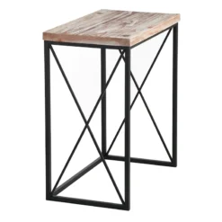 Wood Top With Black Cross Metal Table, Medium -Hot Sale Furniture Shop wood top with black cross metal table medium 3