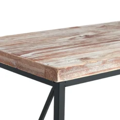 Wood Top With Black Cross Metal Table, Medium -Hot Sale Furniture Shop wood top with black cross metal table medium 4