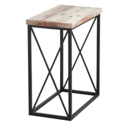 Wood Top With Black Cross Metal Table, Small -Hot Sale Furniture Shop wood top with black cross metal table small 2