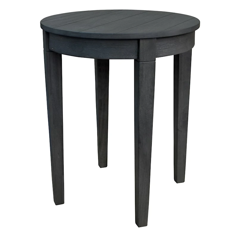 Wooden Slat Round End Table 1 Wooden Slat Round End Table