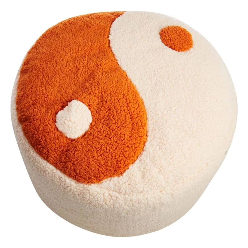 Yin Yang Sherpa Pouf, Cream 1 Yin Yang Sherpa Pouf, Cream