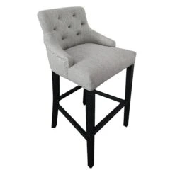 York Grey Upholstered Tufted Barstool