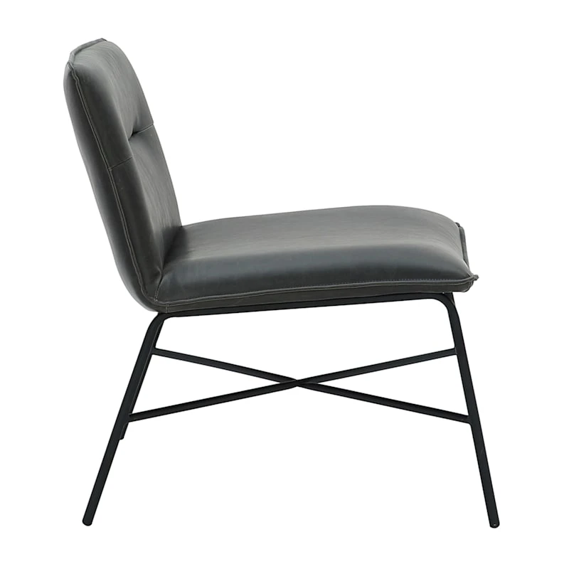 Zoey Faux Leather Accent Chair, Black 3 Zoey Faux Leather Accent Chair, Black - Image 3